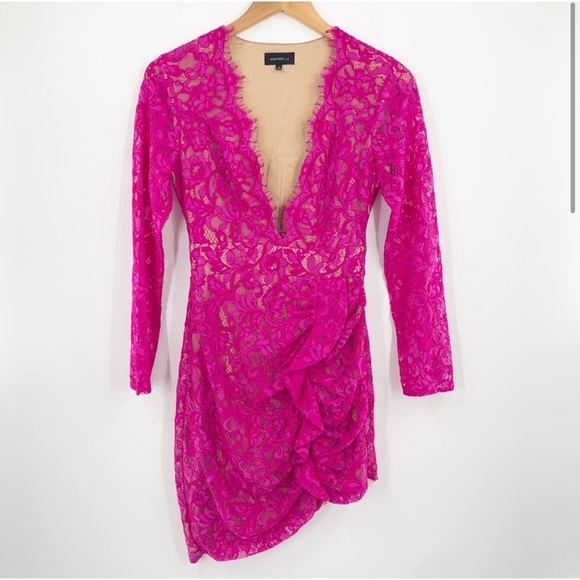 MAJORELLE Magenta Lace Dress - Picture 2 of 3